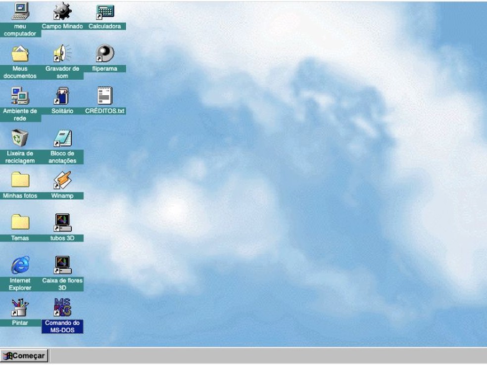 Simulador do Windows 98 possibilita relembrar a interface do sistema operacional — Foto: Reprodução/Kátia Moura