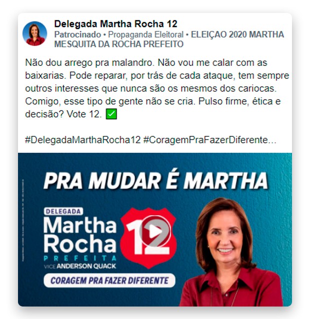 Em postagens, Martha Rocha se defende de ataques
