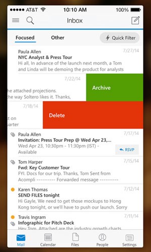 Aplicativo do serviço de correio eletrônico da Microsoft, o Outlook, chega a iPhones, iPads e aparelhos que rodam Android. (Foto: Divulgação/Microsoft)