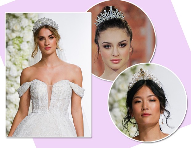 A coroa apareceu no desfile de Morilee By Madeline Gardner e Theia na Bridal Fashion Week de Nova York (Foto: Imaxtree)
