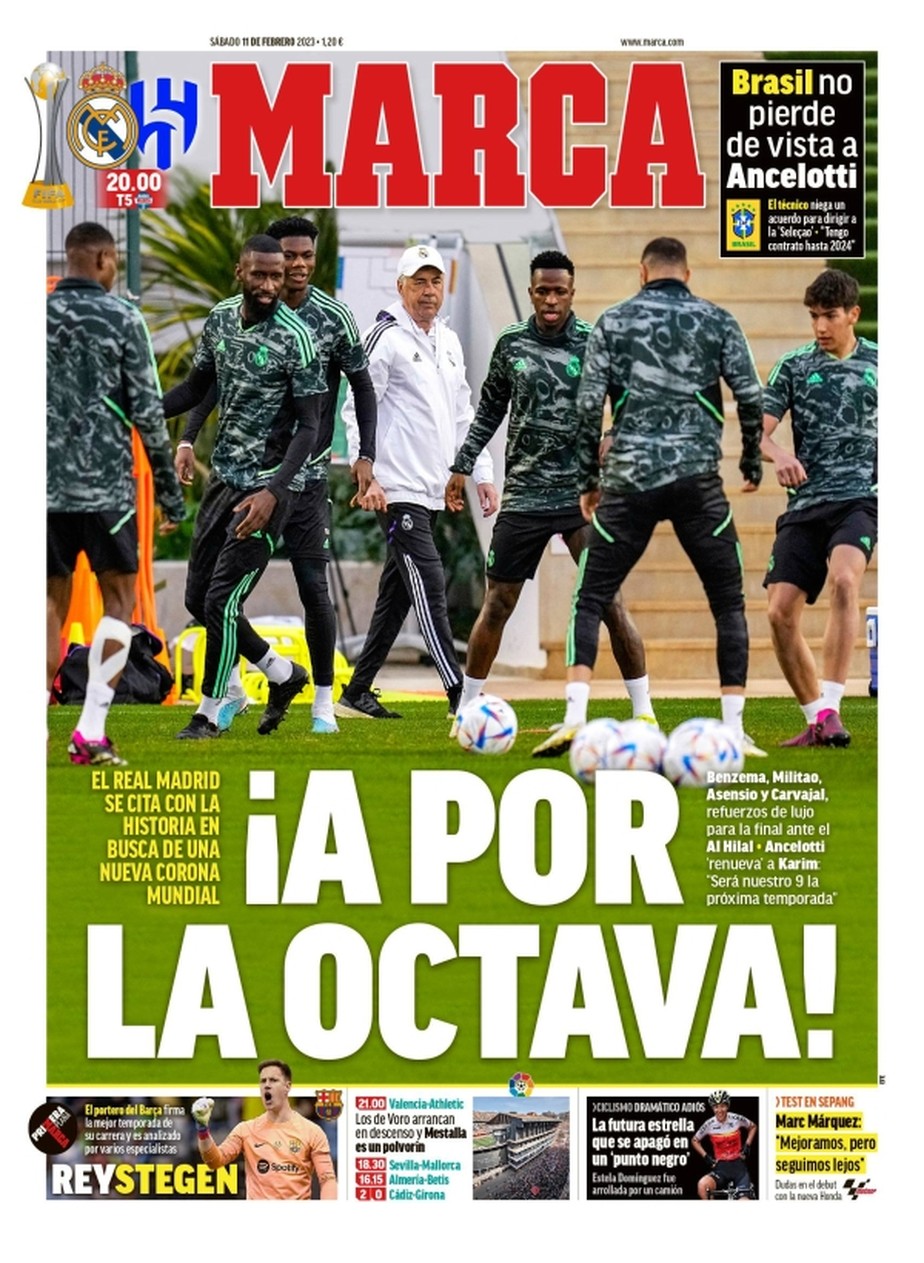 Jornal Marca destacou a busca pelo octacampeonato do Mundial