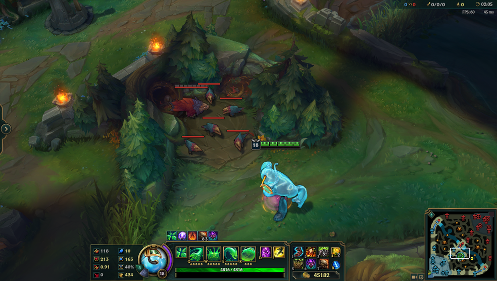 Acuâmina Carmesin e as Acuâminas comuns, na área da Selva no mapa (Foto: Reprodução/Victor de Abreu)