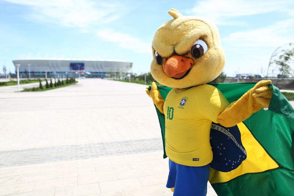 Canarinho "Pistola": mascote do Brasil virou queridinho dos fãs (Foto: Lucas Figueiredo/CBF)