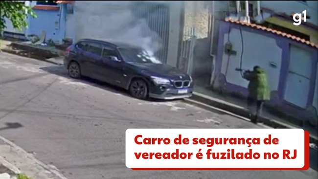 Vdeo mostra carro de segurana de vereador sendo fuzilado em Caxias