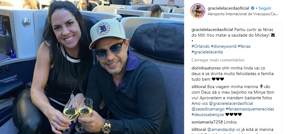 Graciele Lacerda posta foto no avião com Zezé di Camargo (Foto: Reprodução/Instagram)