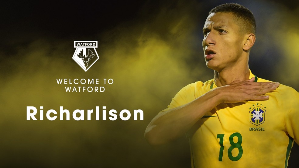 Richarlison foi anunciado pelo Watford após venda do Fluminense (Foto: Divulgação/Twitter)