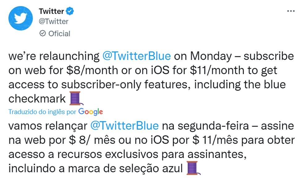 Twitter relança programa de assinaturas — Foto: Divulgação/Twitter