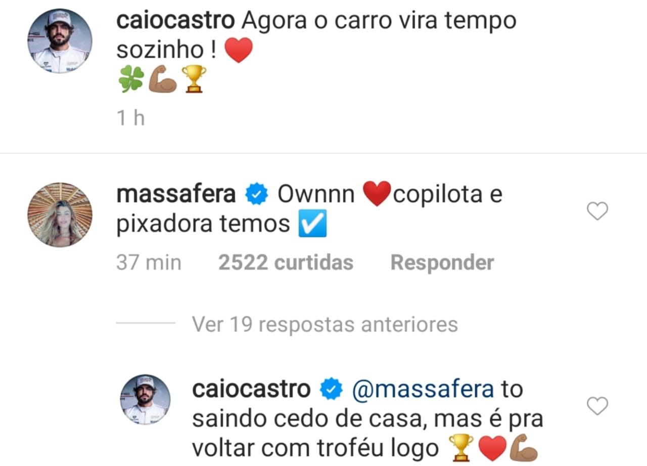 Caio Castro e Grazi Massafera trocam mensagens (Foto: Reprodução/Instagram)
