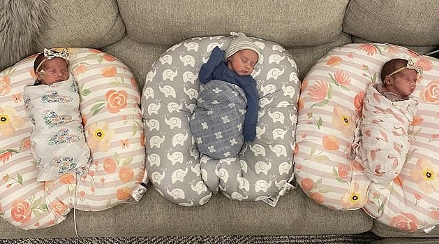 Trigêmeos nasceram em janeiro (Foto: Reprodução: Daily Mail)