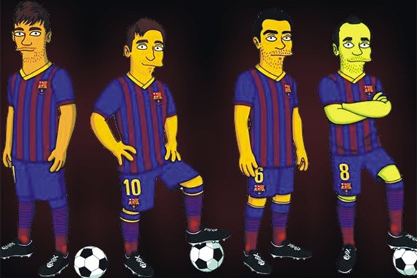 Jogadores do Barcelona em versão 'Os Simpsons' (Foto: Divulgação)