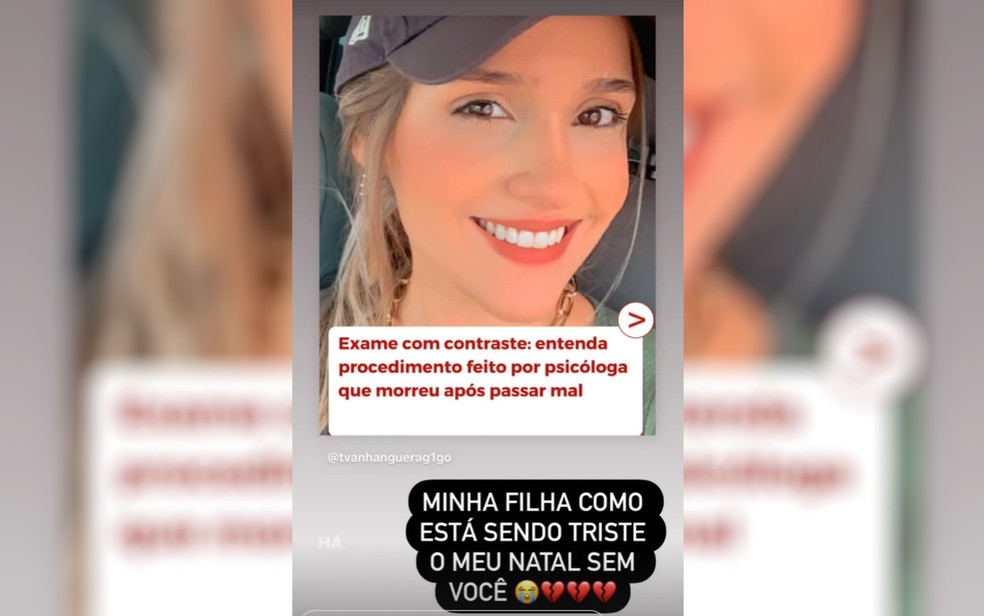 Mãe de psicóloga que morreu após passar mal em exame desabafa sobre o Natal  sem a filha: 'Como está sendo triste' | Goiás | G1