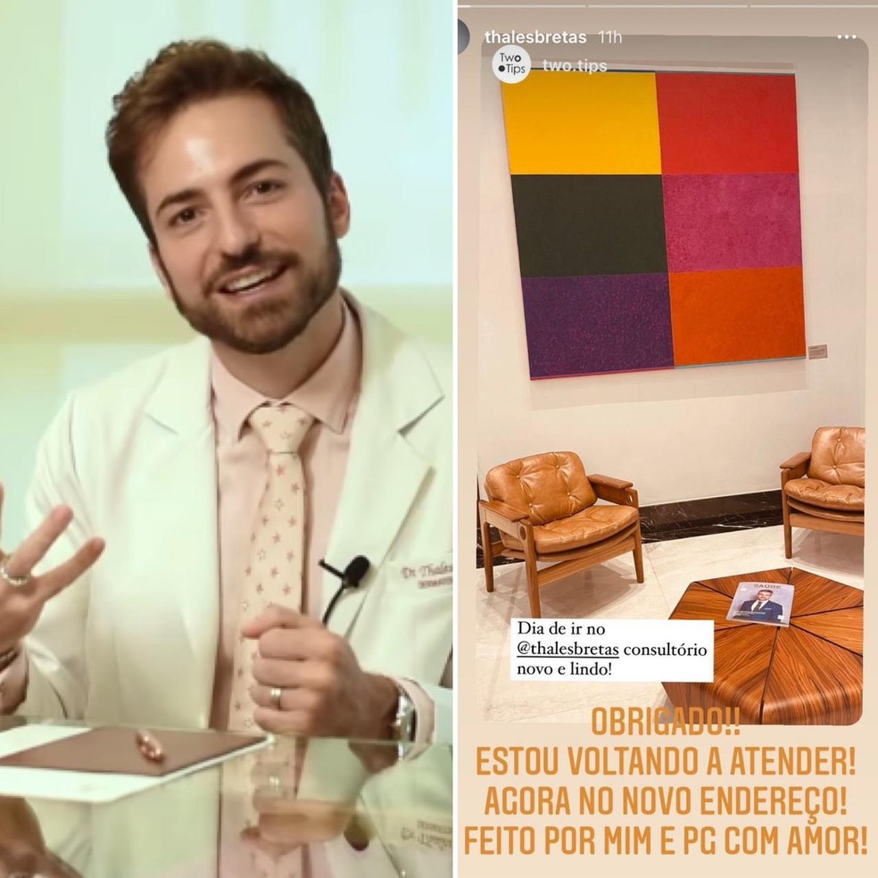 Thales Bretas, viúvo de Paulo Gustavo, volta a atender em novo consultório — Foto: Reprodução/Instagram