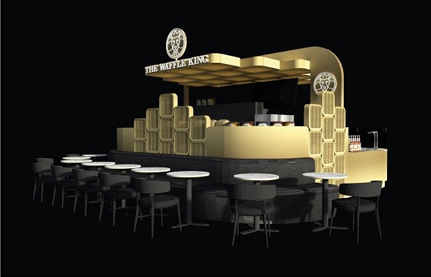 Projeto do quiosque da The Waffle King: novo modelo de negócio entra no mercado em 2022 (Foto: Divulgação)