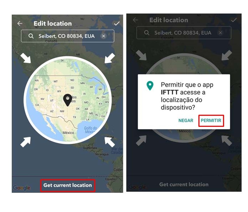 Também é possível utilizar a localização atual no IFTTT (Foto: Reprodução/ Taysa Coelho)