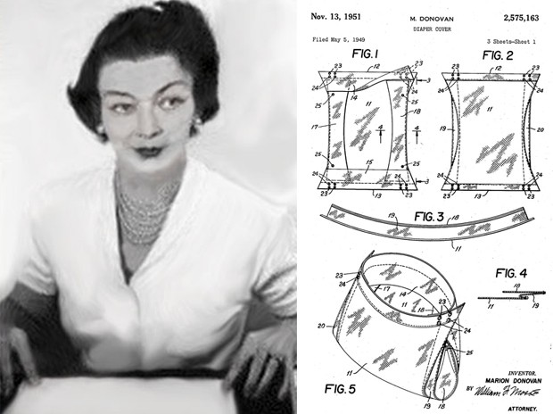 Insatisfeita com as fraldas de pano, Marion Donovan foi a responsável pelas primeiras fraldas descartáveis à prova d'água (Foto: Wikimedia Commons, Google Patents)