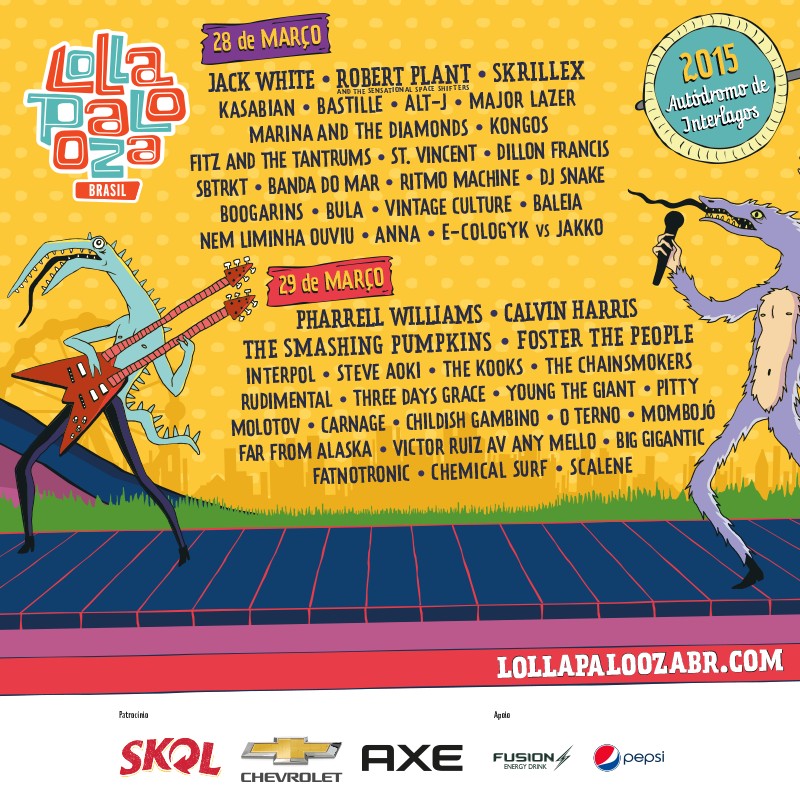 Lineup de dois dias do Lollapalooza 2015 (Foto: Divulgação/Lollapalooza)
