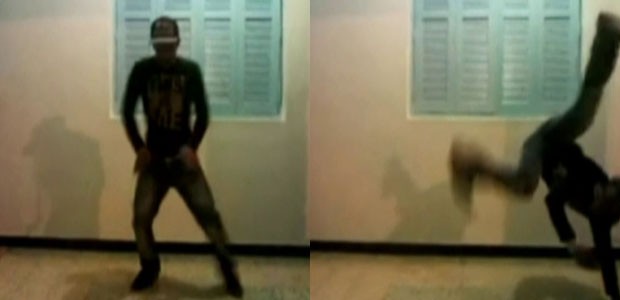Atirador dança break em vídeo postado por amigos (Foto: GloboNews)