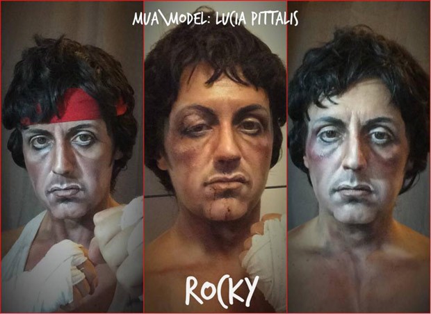 Lucia e sua versão de Rocky Balboa (Foto: Reprodução / Facebook)