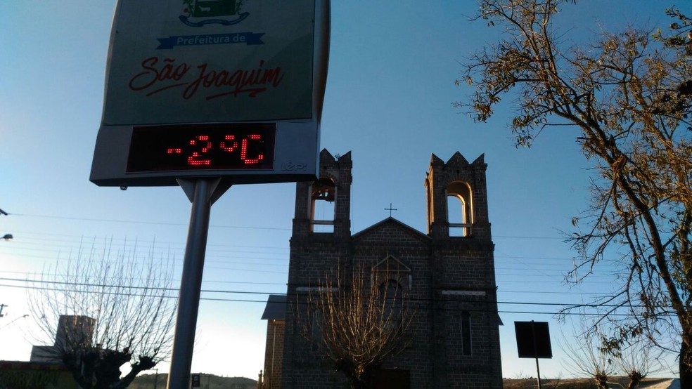 Termômetro marcou -2ºC em São Joaquim (Foto: Wagner Urbano/Divulgação)