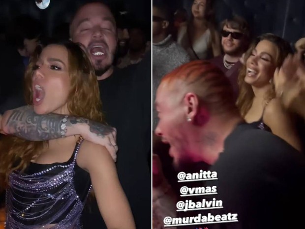 Anitta com J Balvin  e o namorado, Murda Beatz (Foto: Reprodução/Instagram)