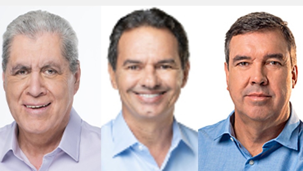 André Puccinelli (MDB), Marquinhos Trad (PSD) e Eduardo Riedel (PSDB) — Foto: Divulgação