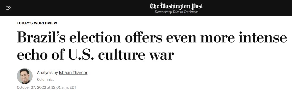 Reprodução de texto do Washington Post — Foto: Reprodução/Washington Post