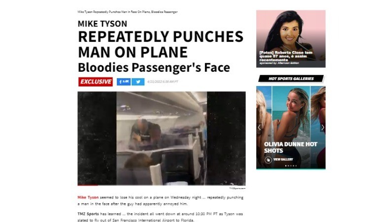 Mike Tyson aparece esmurrando passageiro em avião em vídeo (Foto: Reprodução/TMZ)