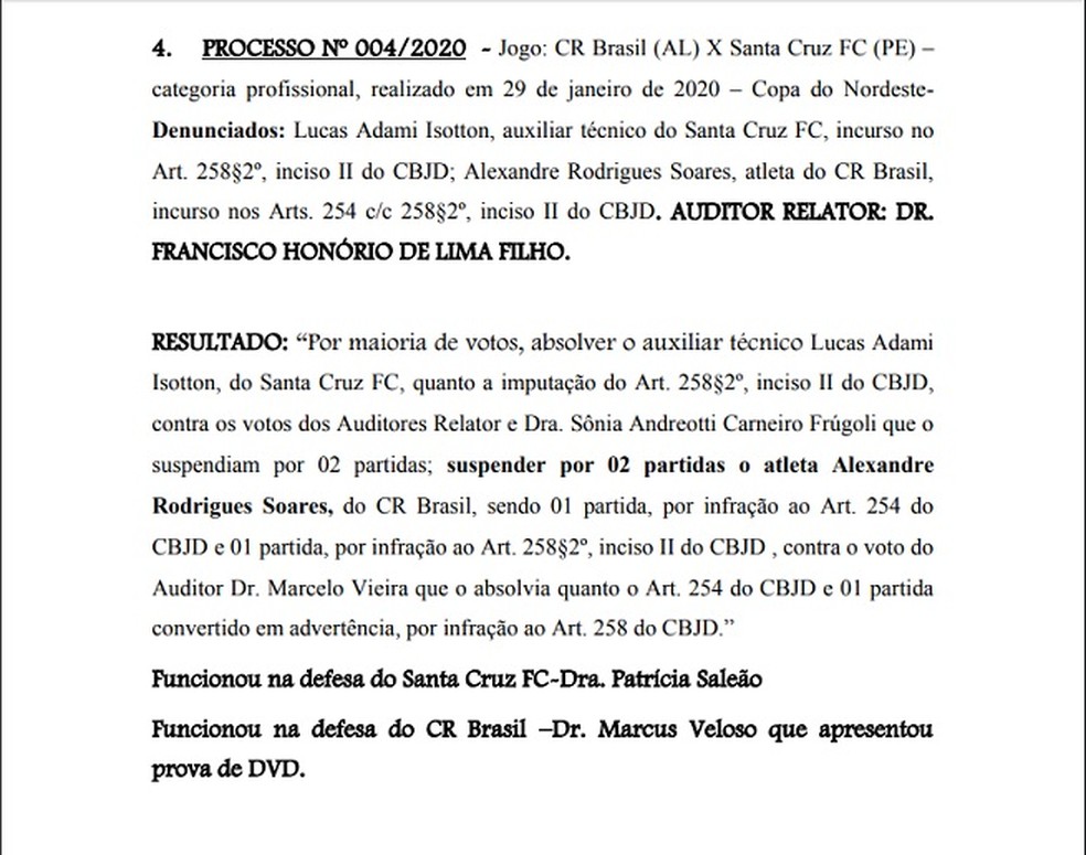 Xandão foi julgado pela 2ª Comissão Disciplinar do STJD — Foto: Reprodução/STJD