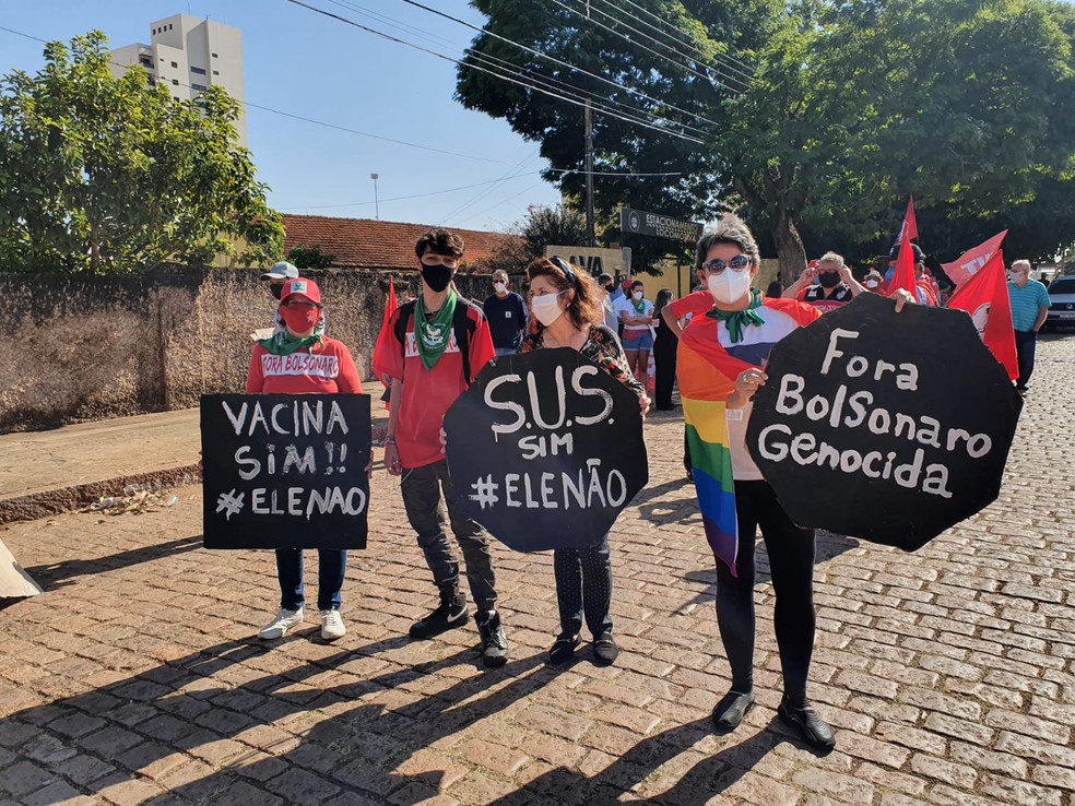 Protesto contra Bolsonaro foi realizado em Presidente Prudente (SP) — Foto: Aline Costa/G1