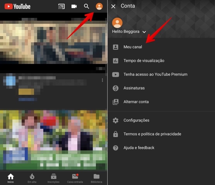 Criando um canal no YouTube pelo celular (Foto: Reprodução/Helito Beggiora) Criando um canal no YouTube pelo celular (Foto: Reprodução/Helito Beggiora)