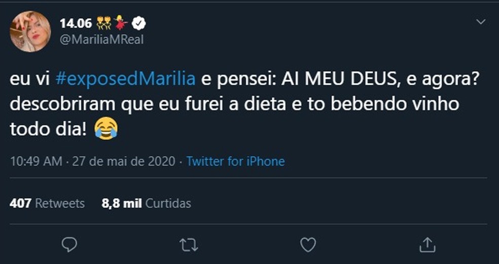 Cantora Marília Mendonça falou sobre a confusão com seu nome e o da cidade do centro-oeste paulista — Foto: Reprodução/Twitter