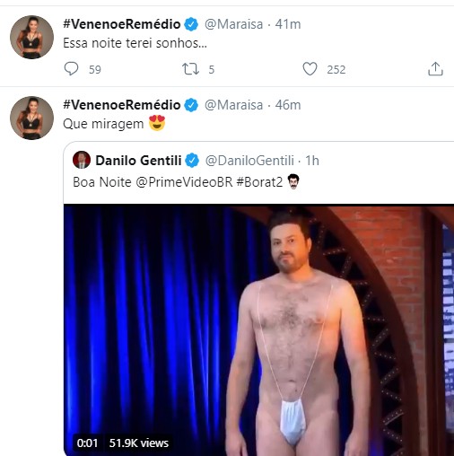 Maraisa dá cantada em Danilo Gentili (Foto: Reprodução / Twitter)