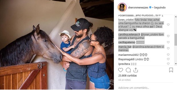 Internautas especulam se Sheron Menezzes pode estar esperando outro bebê (Foto: Reprodução / Instagram)