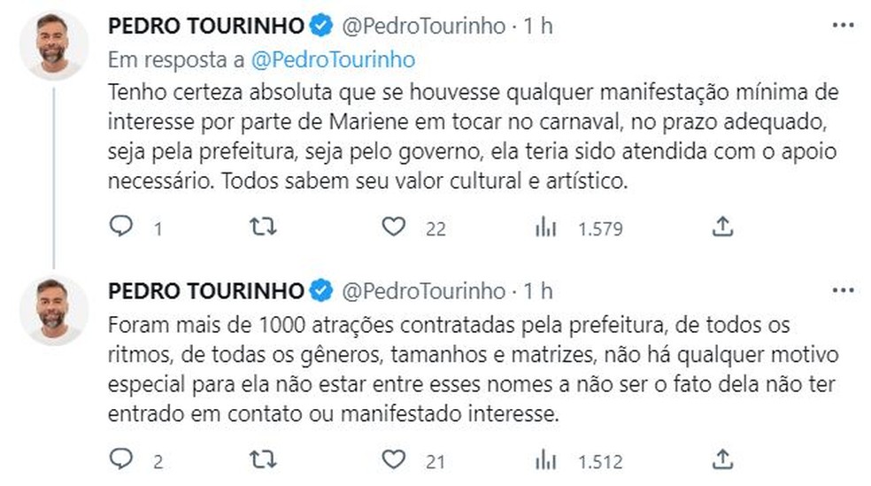Após Mariene de Castro desabafar sobre ausência no carnaval de Salvador, secretário de Cultura diz que ela 'não manifestou interesse' — Foto: Reprodução/Redes Sociais