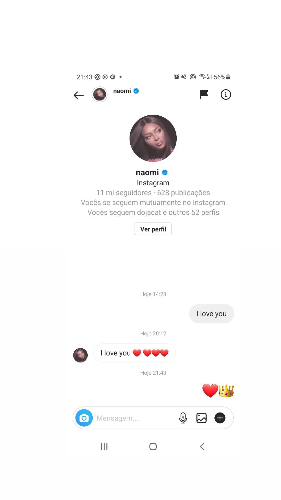 Jojo Todynho tem reação inusitada ao descobrir que Naomi Campbell repostou foto com ela (Foto: Reprodução / Instagram)