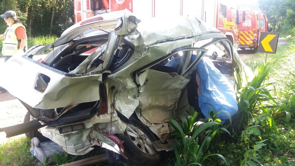 Motorista de Picanto morreu na BR-282 em Chapecó (Foto: PRF/Divulgação)