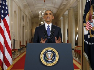 Obama durante pronunciamento na Casa Branca na noite desta quinta-feira (20) (Foto: Jim Bourg/Reuters)