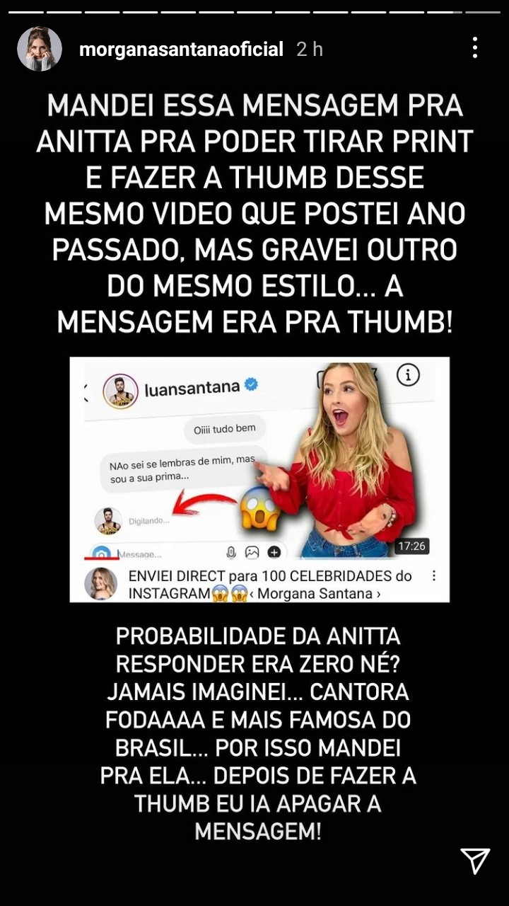 Morgana Santana explica crítica a Anitta (Foto: Reprodução / Instagram)
