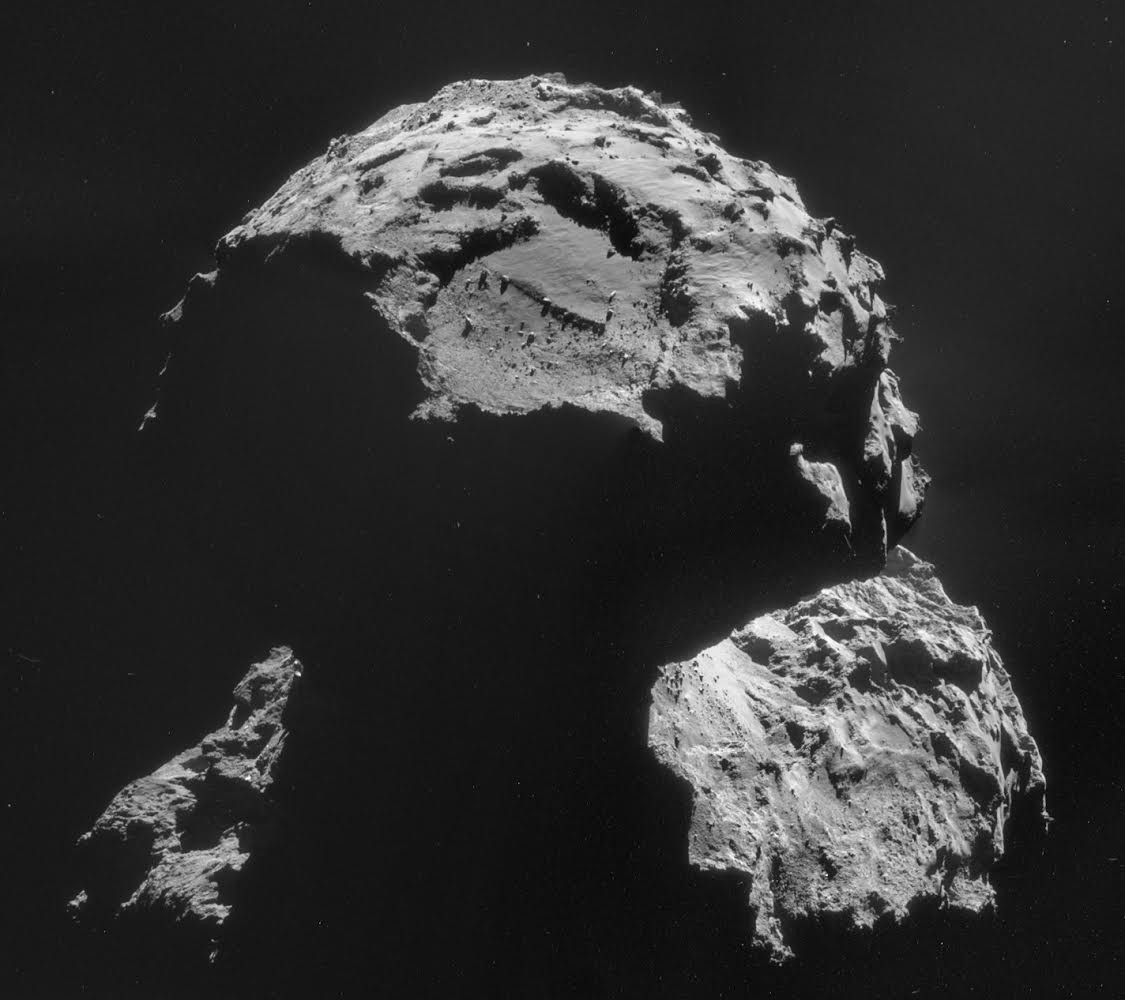 Batizado de Agilkia, local está localizado no topo da foto (Foto: ESA/Rosetta/NavCam)