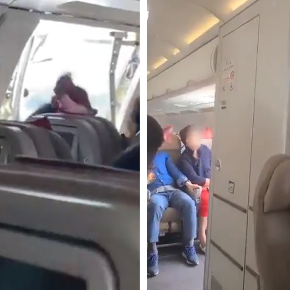 Vídeos que circulam nas redes sociais mostram avião com porta aberta em pleno voo