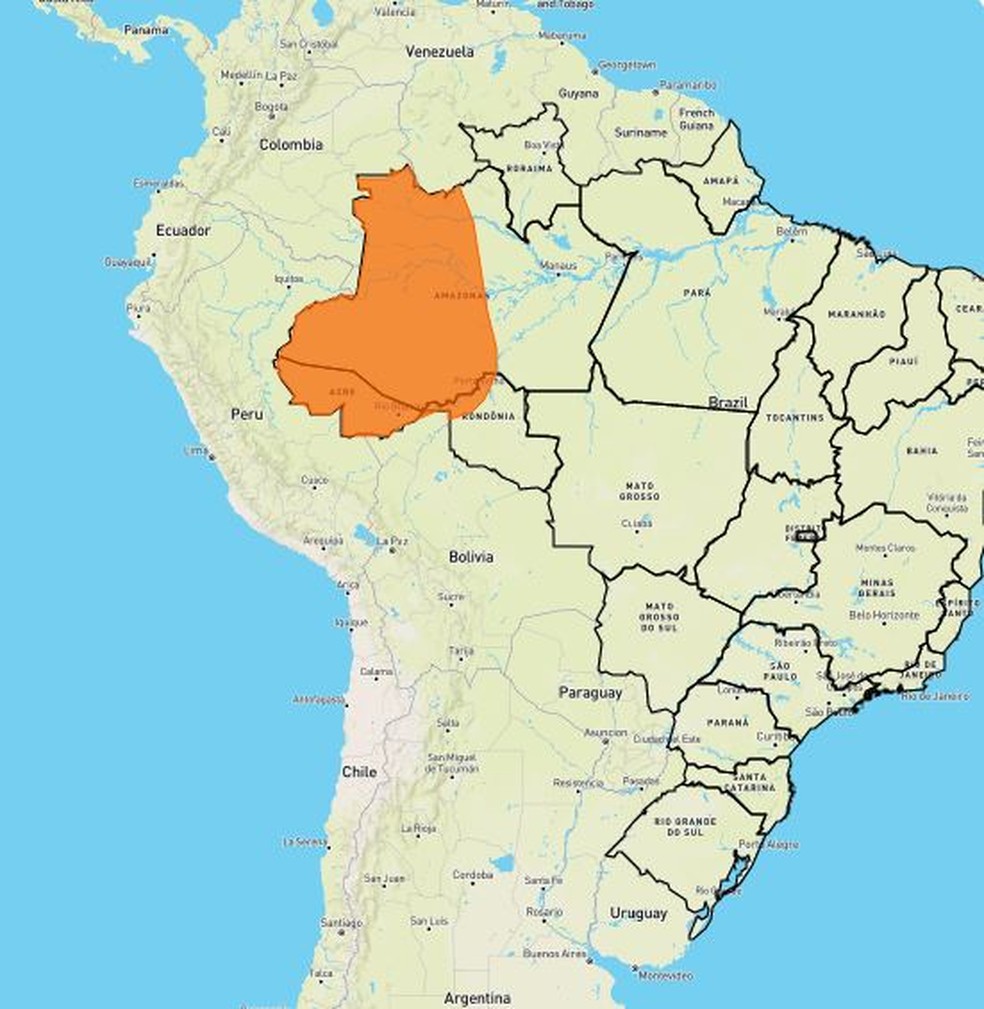 Alerta laranja é para todas as regiões do estado do Acre — Foto: Reprodução/Inmet