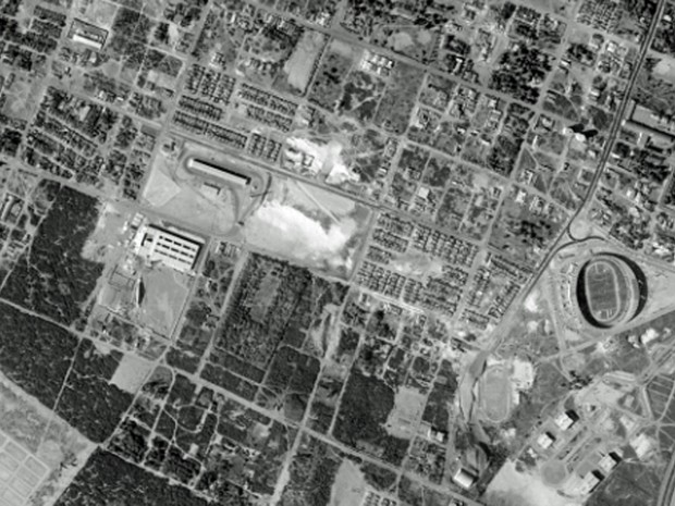 Estádio das Dunas, em Natal, em foto feita em fevereiro de 1979 (Foto: Base Aerofotogrametria)