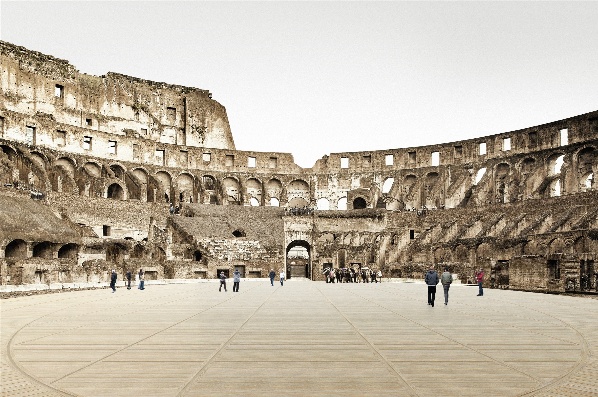 Perspectiva gráfica do piso retrátil do Coliseu (Foto: Reprodução)