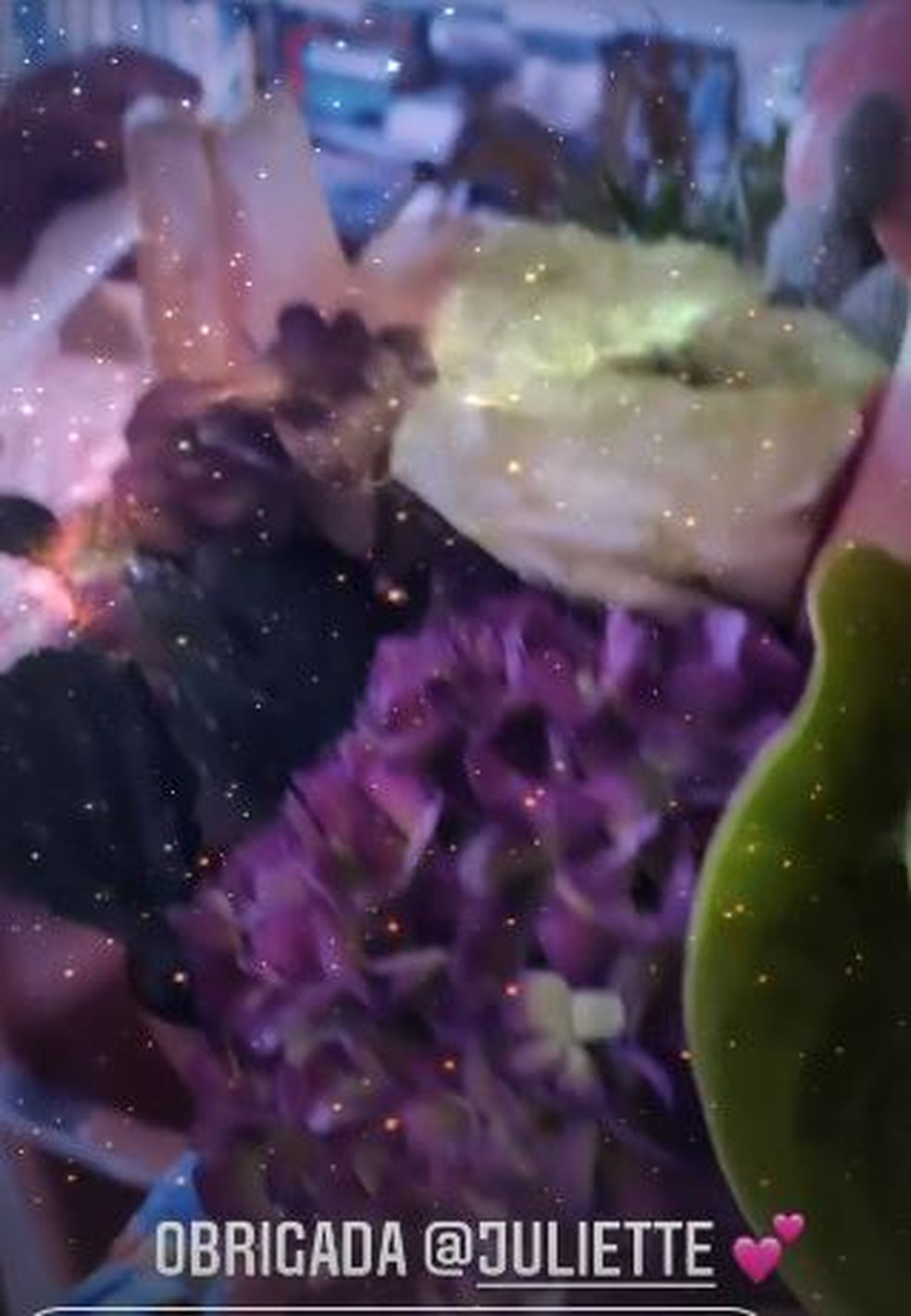 Gilberto Gil recebeu flores de Juliette — Foto: Reprodução/Instagram