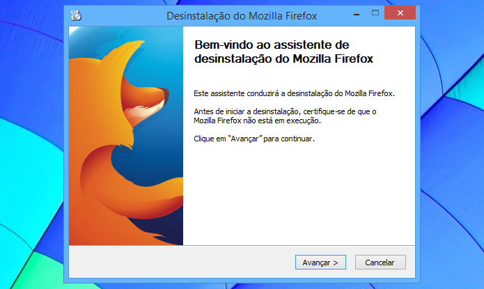 Tela inicial do assistente de desinstalação do Firefox (Foto: Reprodução/Helito Bijora) 