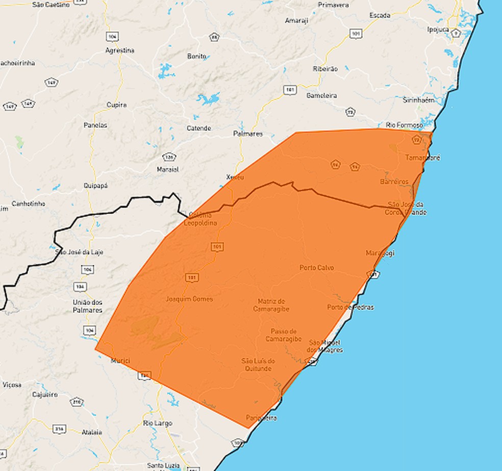 Mapa mostra região que está mais propensa a receber fortes chuvas neste domingo (29) — Foto: Reprodução/Inmet