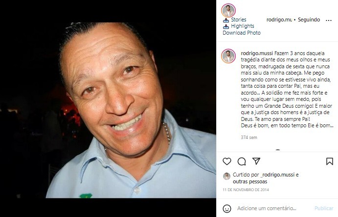 Rodrigo Mussi perdeu o pai em acidente (Foto: Reprodução/Instagram)