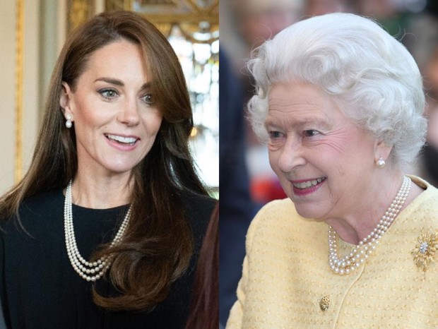 Kate Middleton usa colar da Rainha Elizabeth II (Foto: Getty)