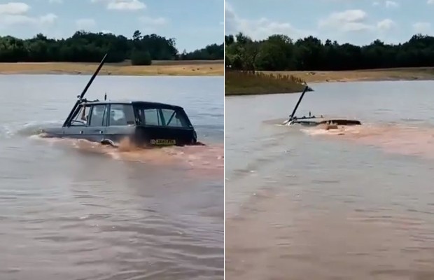 Vídeo mostra Range Rover completamente submersa ao atravessar lago (Foto: Reprodução/Instagram)
