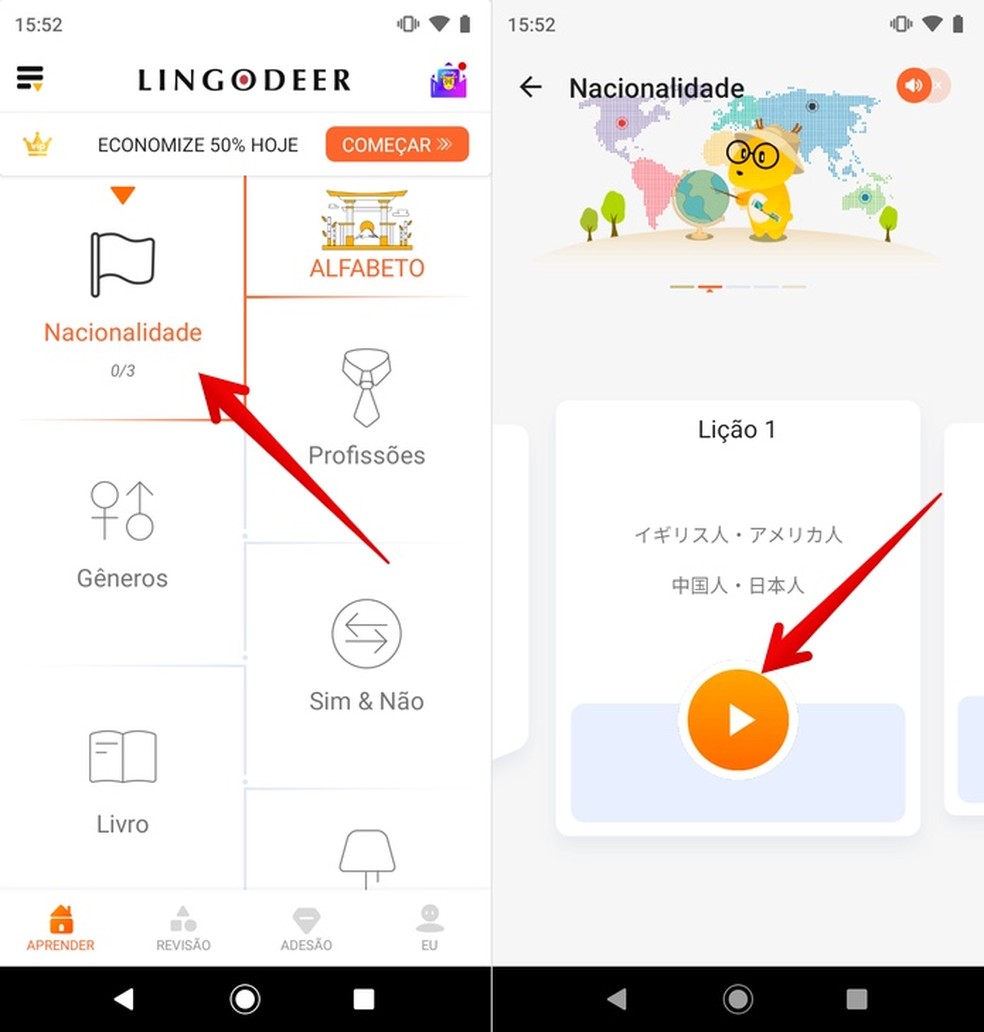 App traz curso de japonês para aprender pelo celular — Foto: Reprodução/Helito Beggiora